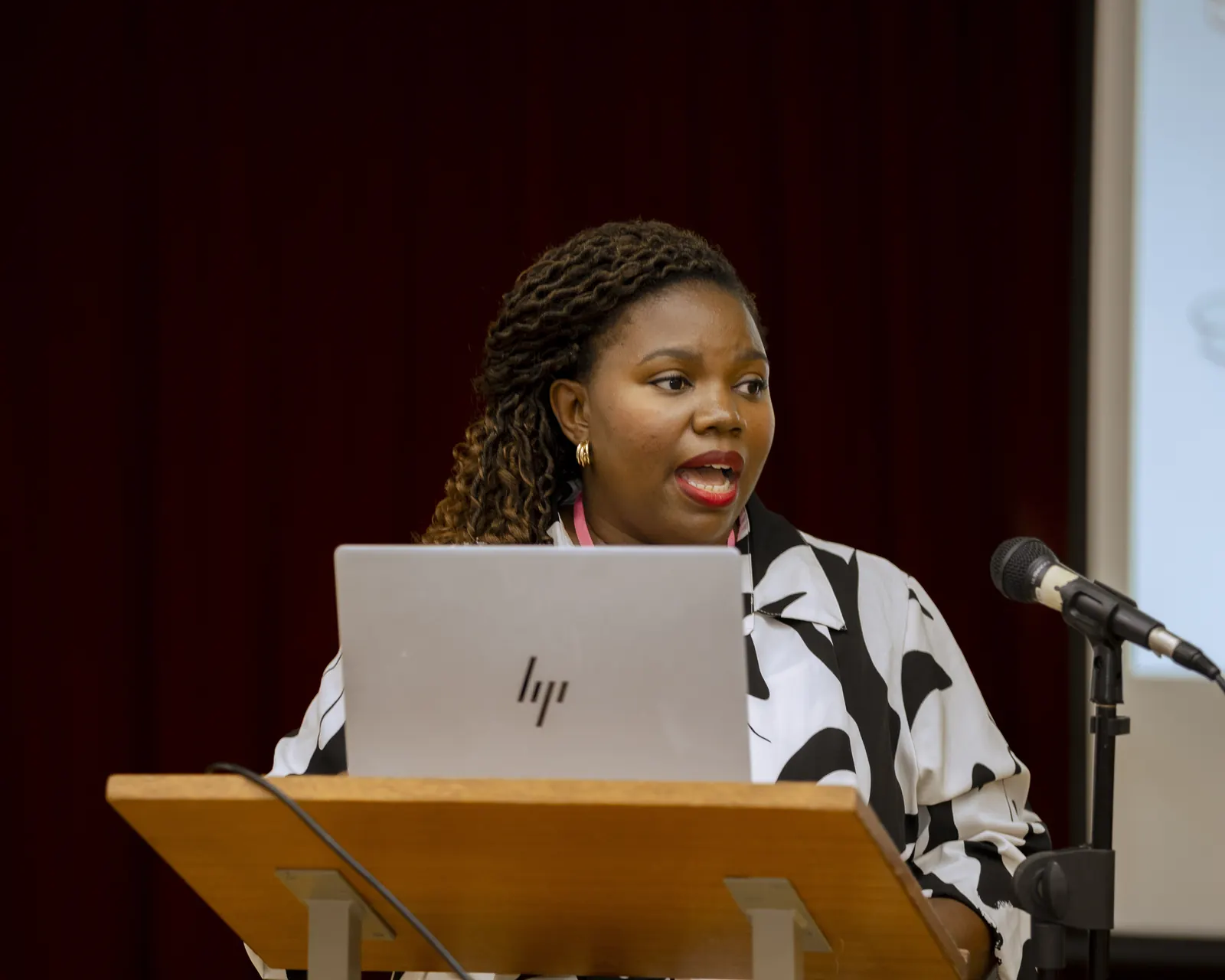 A speaker addressing the audience at the summit